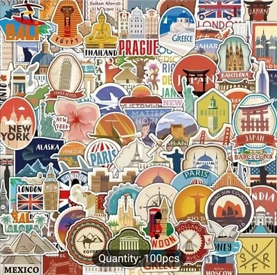 10 Шт. известные страны города достопримечательности места путешествий наклейки совершенно новый - Изображение 1 из 4