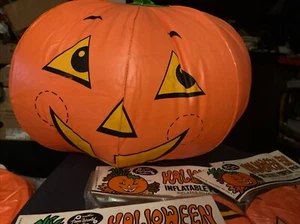 VTG Fun World Inflatable Halloween Pumpkin 14” D-Jack-o-lantern Blow Up Toy - Picture 1 of 9