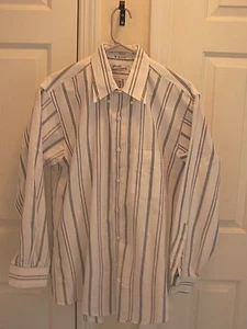 Sears & Roebuck Men's 16 32/33 Button Down Shirt Long Sleeve Striped 1 Pocket - Picture 1 of 7
