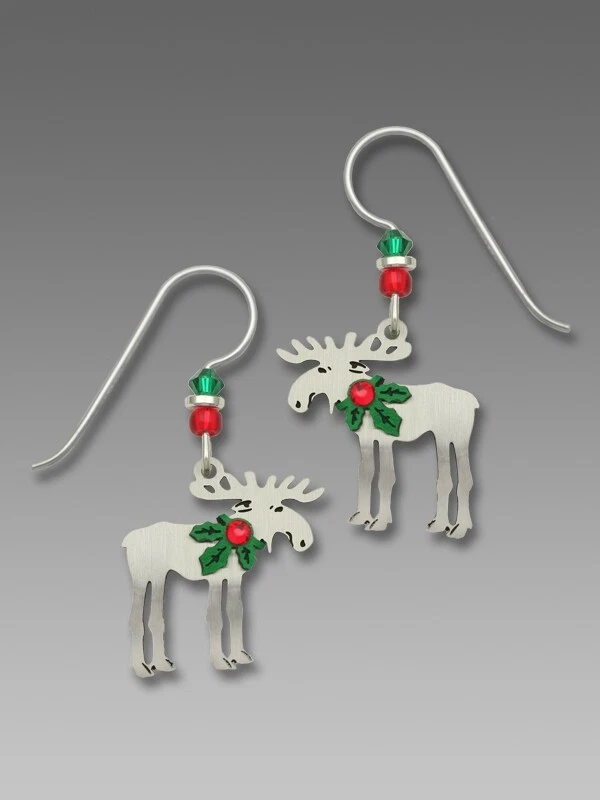 Pendientes hipoalergénicos CHRISTMAS MOOSE, enchapados en plata de ley, por Sienna Sky Foto 1 de 1