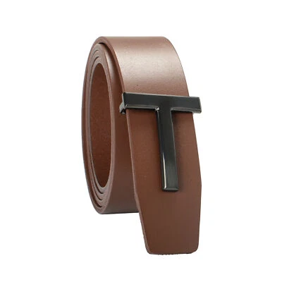 Tom Ford 棕色皮革金属枪 T 形扣装饰皮带 US 34 IT 85 — 第 1/3 张图片