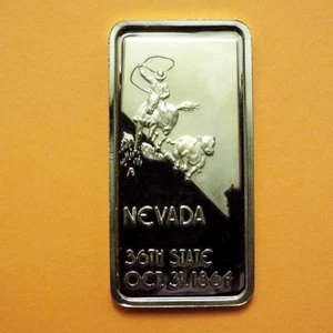 1975 NEVADA 1 Oz Silver Art Bar 21St State 1864 - State Capital Carson City (GP) - Imagen 1 de 12