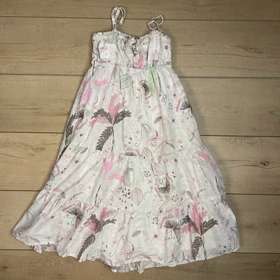 Maxi Vestido Floral Antiguo Azul Marino Niñas con Acentos Rosa y Marrón Talla 8 Foto 1 de 4