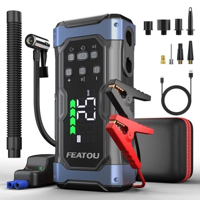 9000A Jump Starter Caricabatteria Avviamento Auto Powerbank Auto con Compressore Aria DE - Immagine 1 di 4