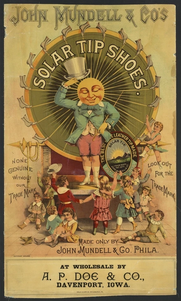 Impresión de póster de arte publicitario de zapatos punta solar vintage Foto 1 de 1