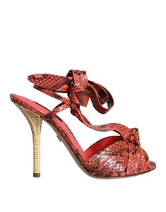 Dolce & Gabbana Coral Exotic Leather Heels Sandals Women's Shoes Authentic - Picture 1 of 6