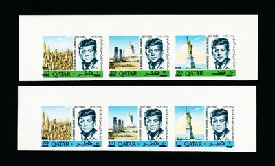 [QATAR] 1966 SC 119 & 119a / Imperf / Strips-of-3 (MNH) - Image 1 of 2
