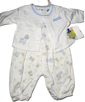 Mameluco Kmart Plaza Sésamo Niños 3-6 Meses 2 Piezas La Jirafa Años 90 Y2k Blanco Azul  Foto 1 de 4