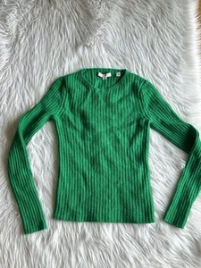 Vince Pullover klein gerippt Wolle Kaschmir Mischung Kelly grün ruhig Luxus - Bild 1 von 8