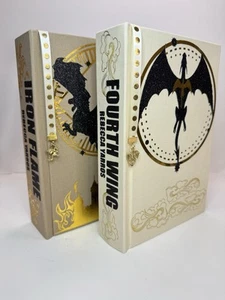Hand Rebound Fourth Wing And Iron Flame By Rebecca Yarros Hardback Sprayed Edges - Picture 1 of 22