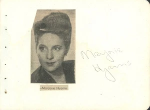 Vintage Marjorie Hyams Autograph - Picture 1 of 1