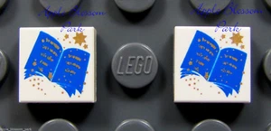 NEW 2 Lego 1x1 Printed White TILES Blue Gold - Harry Potter Book 4709 4729 4756 - Picture 1 of 3