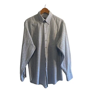 Scott Barber Button Down Hemd Herren Größe L Blau Kariert Langarm - Bild 1 von 4