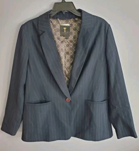 Ted Baker Damen Kleid Blazer Jacke gestreift marineblau funkelnd silber Größe 3 - Bild 1 von 8