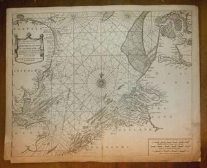 ORIG. NAUTICAL CHART - COASTS OF ENGLAND, FLANDERS & HOLLAND -MOUNT & PAGE -1750 - Picture 1 of 1