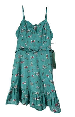 Город треугольники платье подростков 7 бирюзовый цветочный спагетти ремень весна Пасха новый с Ярлыками - Изображение 1 из 4