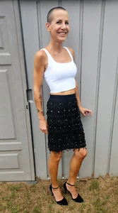 Vintage DKNY Donna Karan 1980s Black Sequin Silk Beaded Evening Skirt - Picture 1 of 8