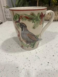 4 Christmas Birds Festive Ribbon Tall Coffee Mugs New In Box - Picture 1 of 10