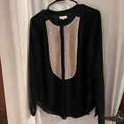 Urban outfitters silence and noise black tan button down sheer shirt size m