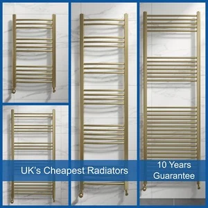 Brushed Brass Heated Towel Rail Radiator Straight Curved Rads Ladder Bathroom - Picture 1 of 93