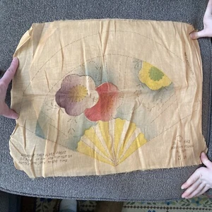 Antik 20er Jahre Boudoir Kissen Fächer Pfirsich Blumen Stickerei Muster unfertiger Stoff - Bild 1 von 6