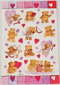 Oso de peluche con corazones - Amor oso de peluche Cupido - Saludos americanos - 1 hoja - Imagen 1 de 1