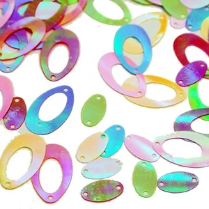 1000 Mixed Color Flat Hollow Oval Loose sequins Paillettes 14X22mm Top Hole Sew - Picture 1 of 6