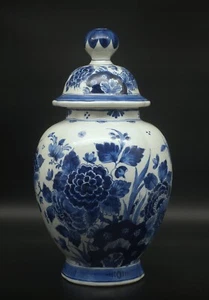 PERFECT Porceleyne Fles/Royal Delft covered blue & white vase with Flowers 1949 - Picture 1 of 5