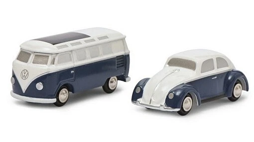 Volkswagen VW Kafer + Vw Samba T1 Set White/blue 1:87 Model 05146 SCHUCO - Immagine 1 di 1