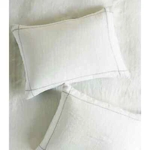 Anthropologie Stitched Linen KING Sham White - Picture 1 of 5