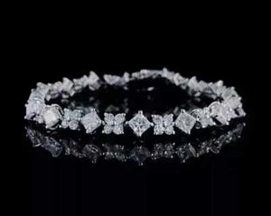 Brazalete de tenis para mujer con diamantes simulados princesa de 7 quilates enchapado en oro blanco de 14 quilates - Imagen 1 de 4