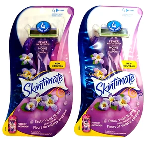Lot Of 2 Skintimate Disposable Razors Exotic Violet Blooms 4 Blade 4pk (8 Total) - Picture 1 of 3
