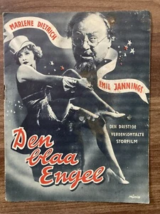 Der blaue Engel Emil Jannings Marlene Dietrich 1930 Danish Movie Program - Picture 1 of 8