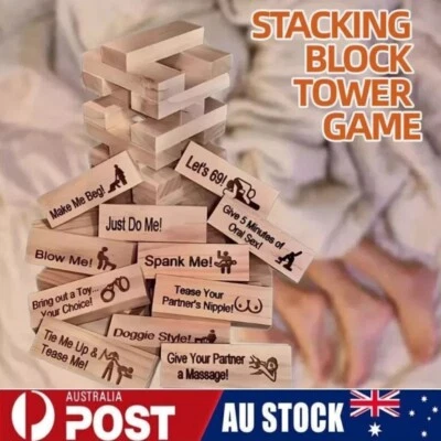 48PCS Adult Couples Jenga Wood Tumbling Tower Game Stacking Block Tower Game Toy - image 1 of 4