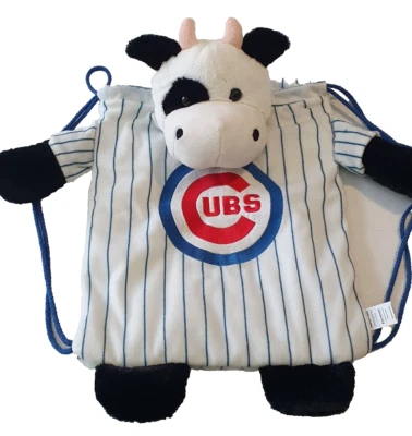 Chicago Cubs Cow Fleece Drawstring Backpack Forever Collectibles Fun Game Day - Image 1 of 4