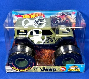 New - HW ARMY JEEP - 1:24 HOT WHEELS Giant Wheels MONSTER TRUCKS Die Cast - 2020 - Picture 1 of 7