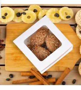 Scatole da forno bianche 6x6x3 pollici 30 pz scatole per pasticceria con finestra trasparente per torta - Foto 1 di 7