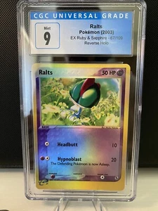 2003 EX Ruby & Sapphire Ralts Reverse Holo 67/109 CGC Mint 9  - Picture 1 of 2
