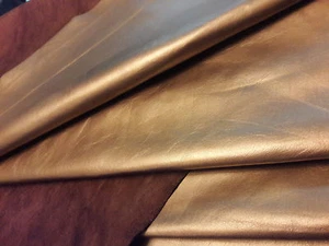 COWHIDE GENUINE LEATHER AMERICAN BEAUTIFUL MAT GOLD HIDE DIFFERENT SIZES - Picture 1 of 6