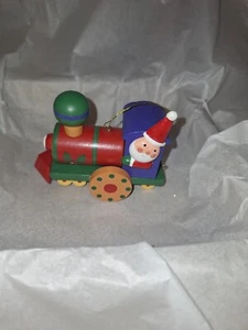 Wooden Christmas Ornament Santa In Train - Picture 1 of 3