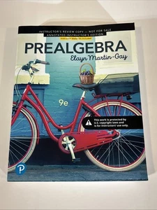 Prealgebra 9th Edition INSTRUCTOR'S REVIEW COPY Elayn Martin-Gay Book - Picture 1 of 10