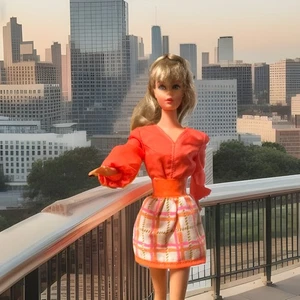 Vintage Japan Midge Barbie With Tangerine Scene Outfit Straight Legs - Picture 1 of 24