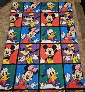 Vtg Disney Comforter Mickey Donald Twin Reversible Color Block 90s Read Desc - Picture 1 of 7