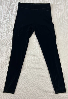 NUEVO SIN ETIQUETAS Victoria Secret Rosa Negro Brillante Terciopelo Leggings Talla Grande Foto 1 de 4