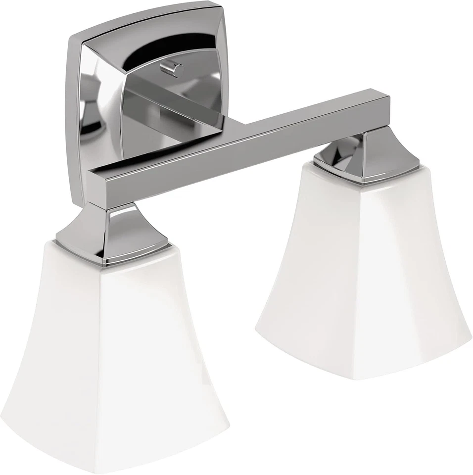 Moen YB5162CH Voss 2-Bath Light Dual Mount Bathroom Vanity Frosted Glass Chrome - Image 1 of 4