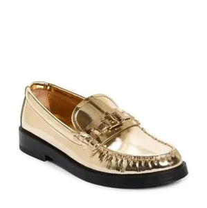 JIMMY CHOO Women's Addie Metallic Leather Loafers Gold EU 40.5 US 10.5 Org $925 - Picture 1 of 16