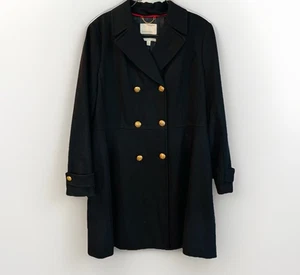 Banana Republic Black Italian Wool Coat Size XL Womens Peacoat Lined - Picture 1 of 7