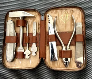 Juego de multiherramientas Hoffritz con estuche de cuero mediados de siglo Nueva York Alemania - Imagen 1 de 9