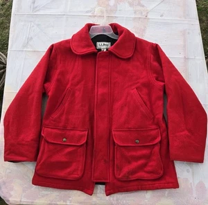 Vintage LL Bean Made In USA Wool Red Field Coat Jacket Men's 42 Mackinaw Cruiser - Picture 1 of 22
