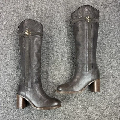 Bota alta Tory Burch para mujer Alaina de cuero caído/gamuza dividida con tacón talla 10 M Foto 1 de 4